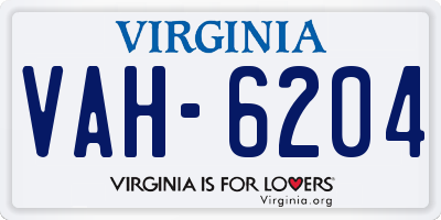 VA license plate VAH6204