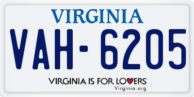 VA license plate VAH6205