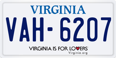VA license plate VAH6207