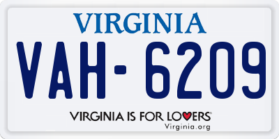 VA license plate VAH6209