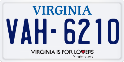 VA license plate VAH6210