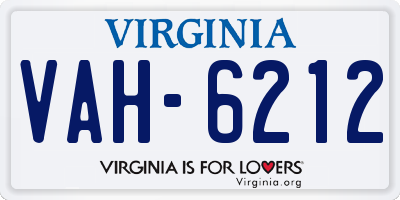 VA license plate VAH6212