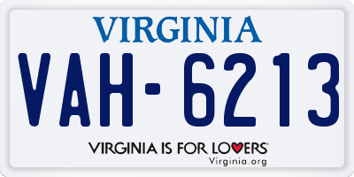 VA license plate VAH6213