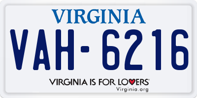 VA license plate VAH6216