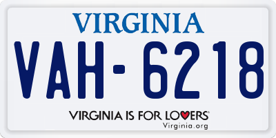 VA license plate VAH6218
