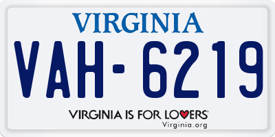 VA license plate VAH6219