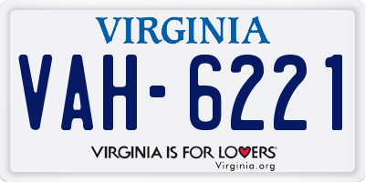 VA license plate VAH6221