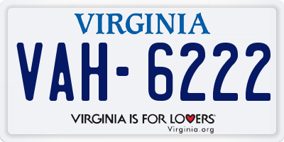 VA license plate VAH6222