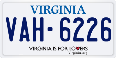 VA license plate VAH6226