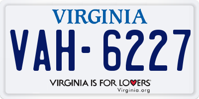 VA license plate VAH6227