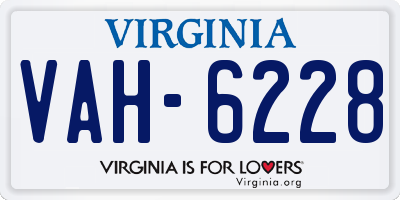 VA license plate VAH6228