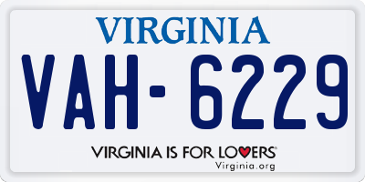 VA license plate VAH6229