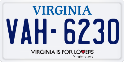 VA license plate VAH6230