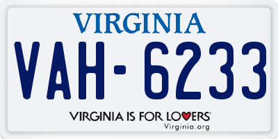 VA license plate VAH6233