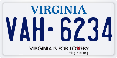 VA license plate VAH6234