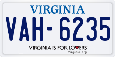 VA license plate VAH6235