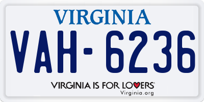 VA license plate VAH6236