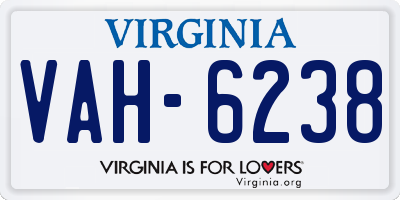 VA license plate VAH6238