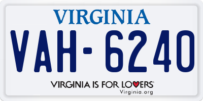 VA license plate VAH6240