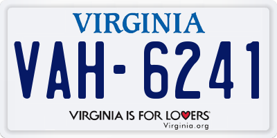 VA license plate VAH6241