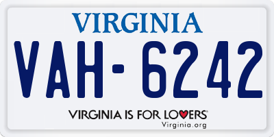 VA license plate VAH6242