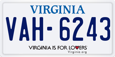 VA license plate VAH6243