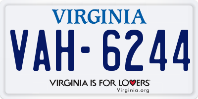 VA license plate VAH6244