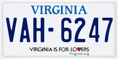 VA license plate VAH6247