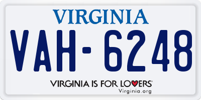 VA license plate VAH6248
