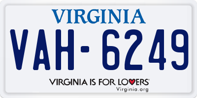 VA license plate VAH6249