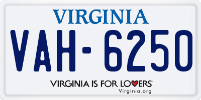 VA license plate VAH6250