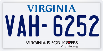 VA license plate VAH6252