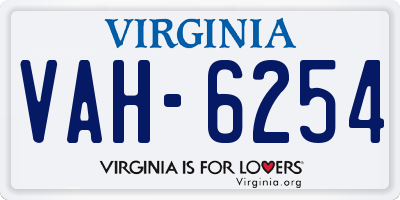 VA license plate VAH6254