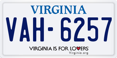 VA license plate VAH6257