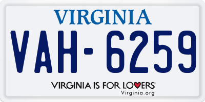 VA license plate VAH6259