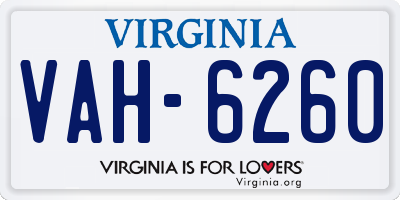 VA license plate VAH6260