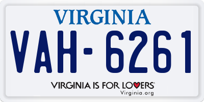 VA license plate VAH6261