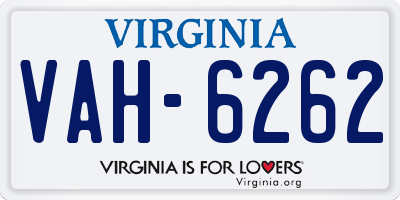 VA license plate VAH6262