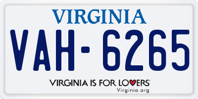 VA license plate VAH6265