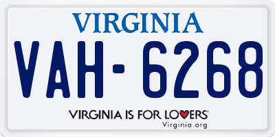 VA license plate VAH6268