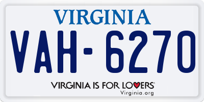 VA license plate VAH6270