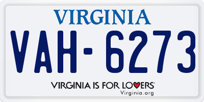 VA license plate VAH6273