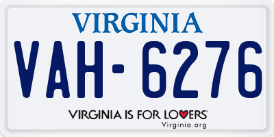 VA license plate VAH6276