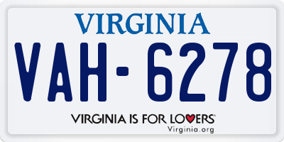 VA license plate VAH6278