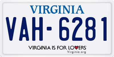 VA license plate VAH6281