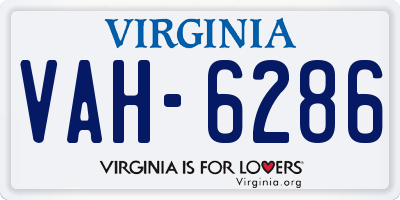 VA license plate VAH6286