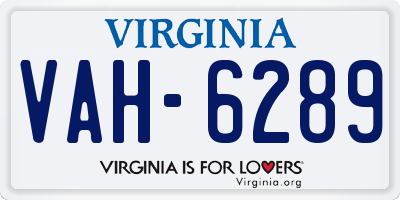 VA license plate VAH6289