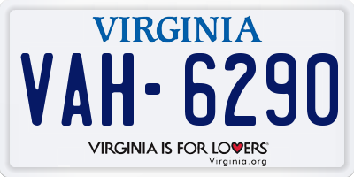 VA license plate VAH6290