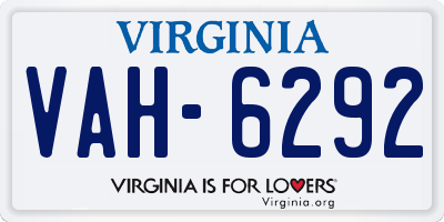VA license plate VAH6292