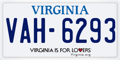 VA license plate VAH6293
